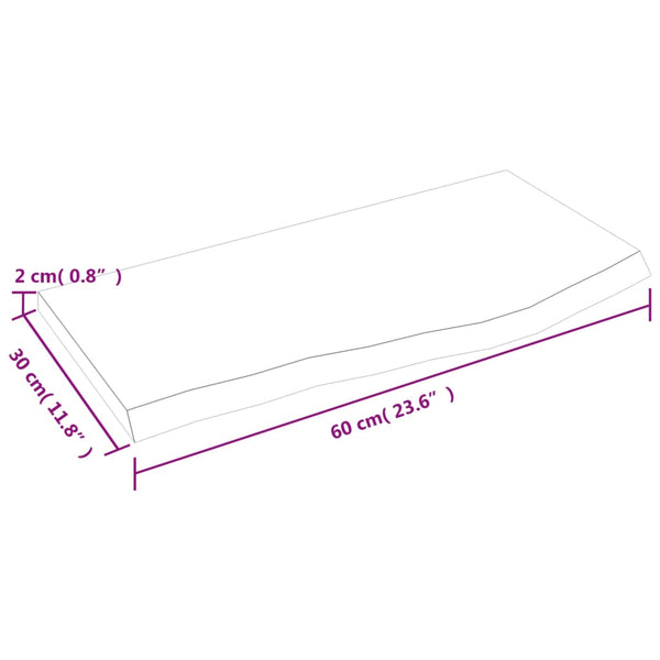 Massivholz Wandregal Eiche 60x30 cm