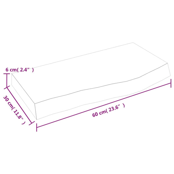 Wandregal Eiche Massivholz 60x30 cm Unbehandelt