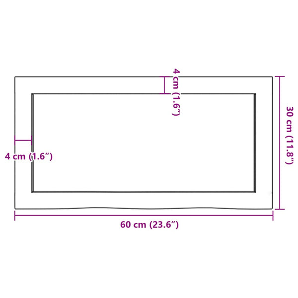 Wandregal Eiche Massivholz 60x30 cm Unbehandelt