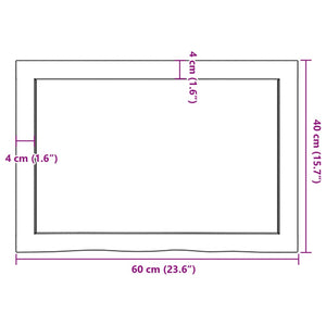 Eiche Wandregal 60x40 cm Massivholz Unbehandelt