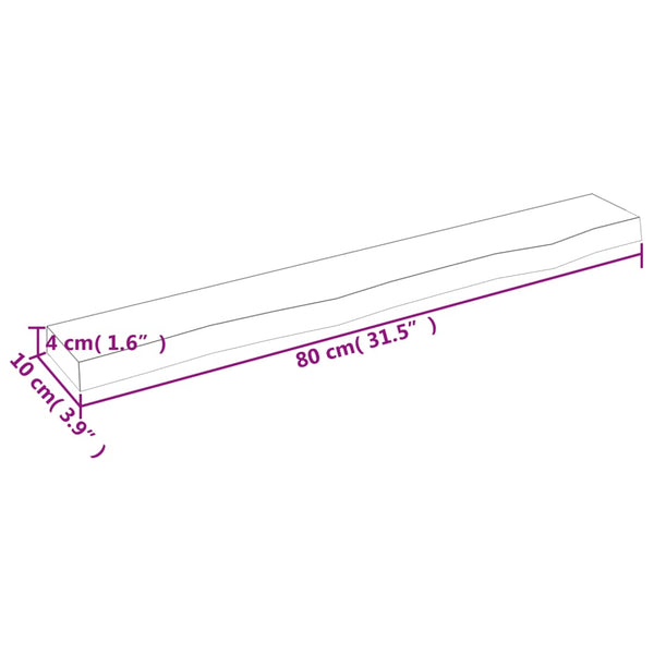 Massivholz Wandregal Eiche 80cm Unbehandelt