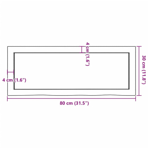 Massivholz Wandregal Eiche 80x30 cm