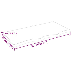 Massivholz Wandregal Eiche 80x40 cm