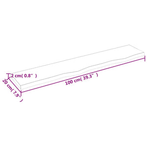 Massivholz Wandregal Eiche 100x20 cm