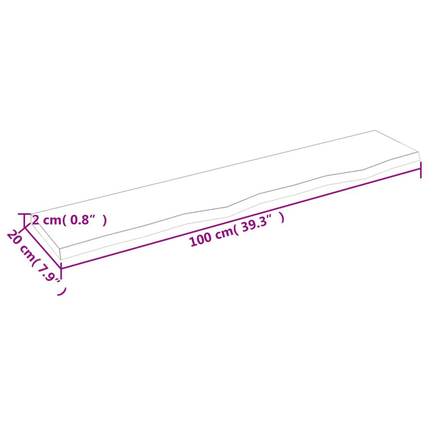 Massivholz Wandregal Eiche 100x20 cm