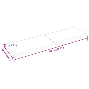 Wandregal Eiche Massivholz 220cm