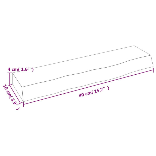 Wandregal Hellbraun Eiche Massivholz 40cm