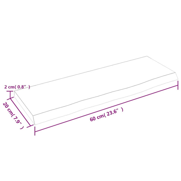 vidaXL Étagère murale marron clair 60x20x2 cm en bois de chêne massif traité