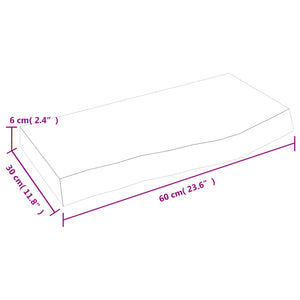 Wandregal Eiche Hellbraun 60 cm Massivholz