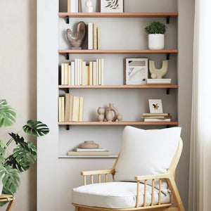 Wandregal Eiche Massivholz Hellbraun 80cm