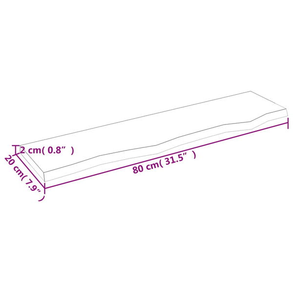 Wandregal Eiche Massivholz Hellbraun 80cm