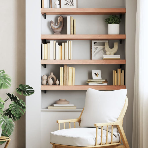 Wandregal Eiche Massivholz Hellbraun 80cm