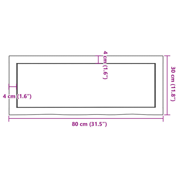 Wandregal Eiche Massivholz Hellbraun 80cm