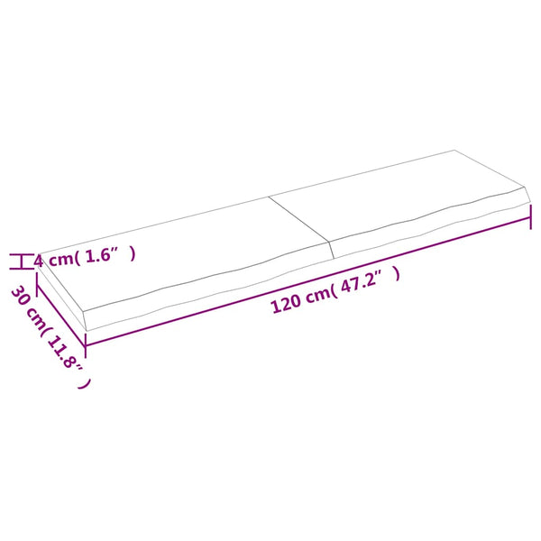 Wandregal Eiche Hellbraun 120cm Massivholz