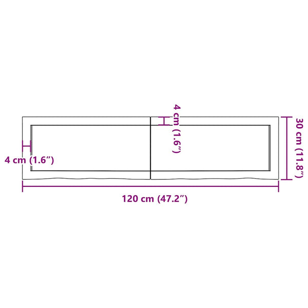 Wandregal Eiche Hellbraun 120cm Massivholz