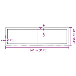 Wandregal Eiche Massivholz Hellbraun 140 cm