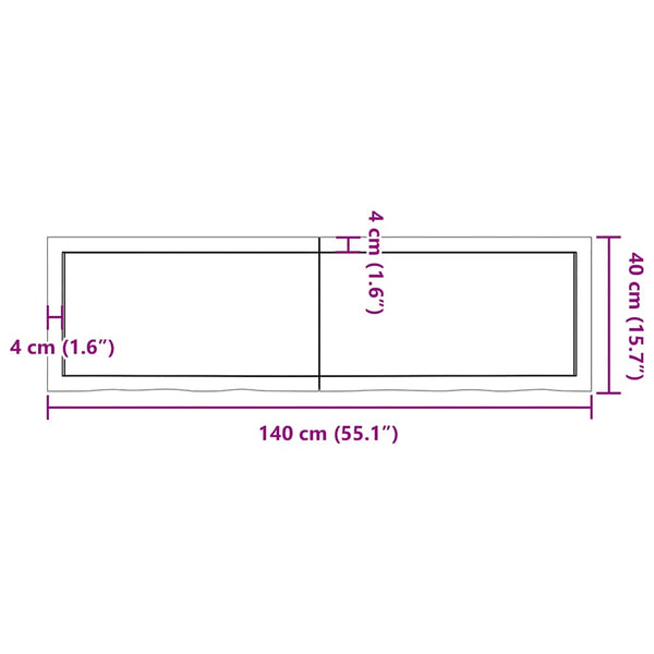 Wandregal Eiche Massivholz Hellbraun 140 cm