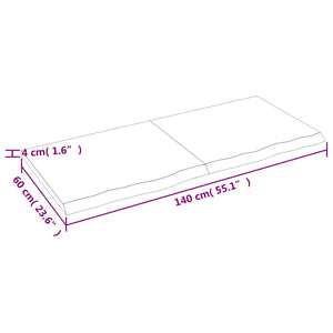 Wandregal Hellbraun 140x60 cm Massivholz Eiche