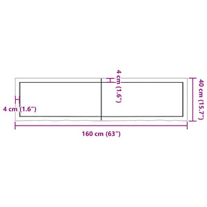 Wandregal Hellbraun 160 cm Eiche Massivholz