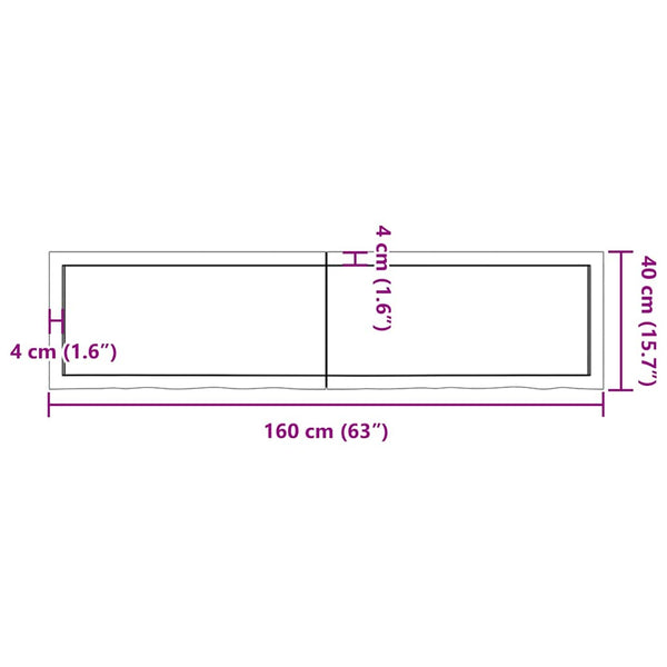 Wandregal Hellbraun 160 cm Eiche Massivholz