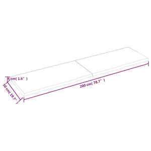 Wandregal Eiche Massivholz Hellbraun 200 cm