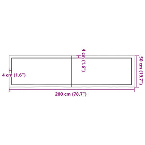 Wandregal Eiche Massivholz Hellbraun 200 cm