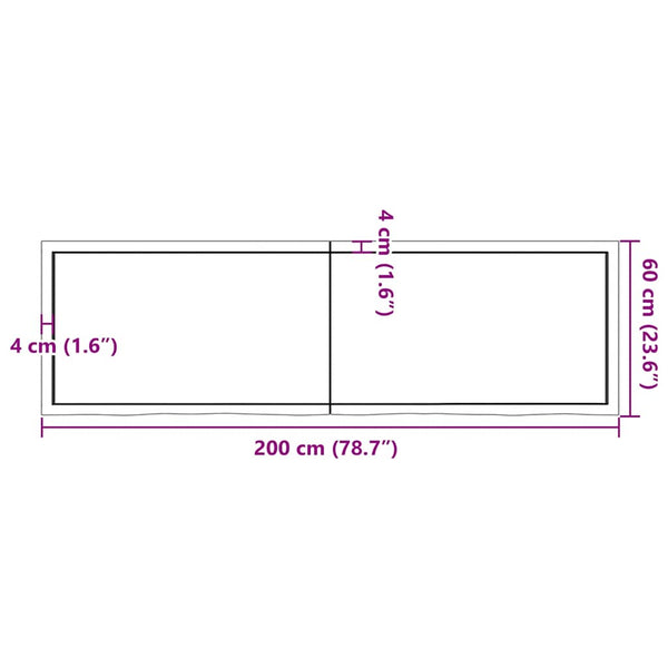 Wandregal Eiche Massivholz Hellbraun 200 cm