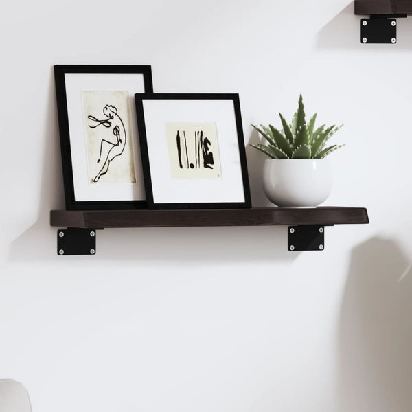 Dunkelbraunes Wandregal 40 cm Eiche Massivholz