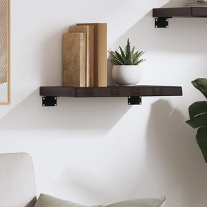 Dunkelbraunes Wandregal 40 cm Eiche Massivholz