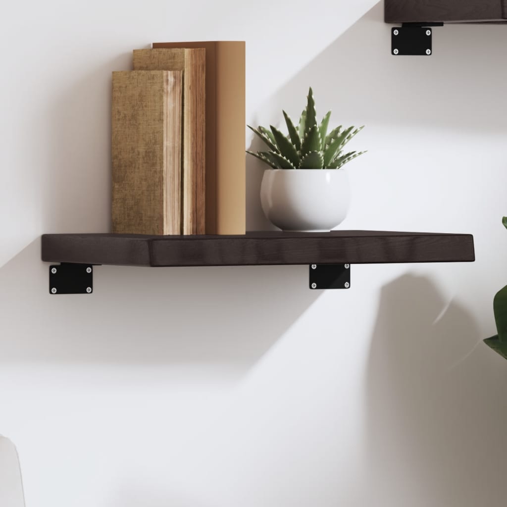 Dunkelbraunes Wandregal 40 cm Eiche Massivholz