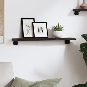 Dunkelbraunes Wandregal 60 cm Eiche Massivholz