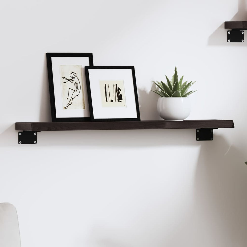 Dunkelbraunes Wandregal 60 cm Eiche Massivholz