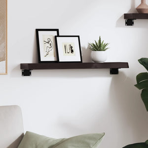 Dunkelbraunes Wandregal Eiche Massivholz 60cm