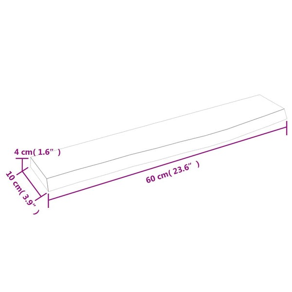 Dunkelbraunes Wandregal Eiche Massivholz 60cm