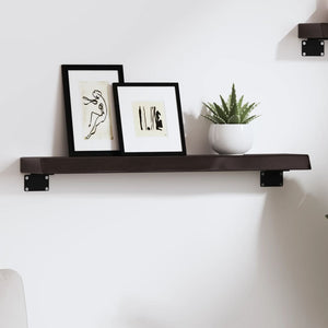 Dunkelbraunes Wandregal Eiche Massivholz 60cm