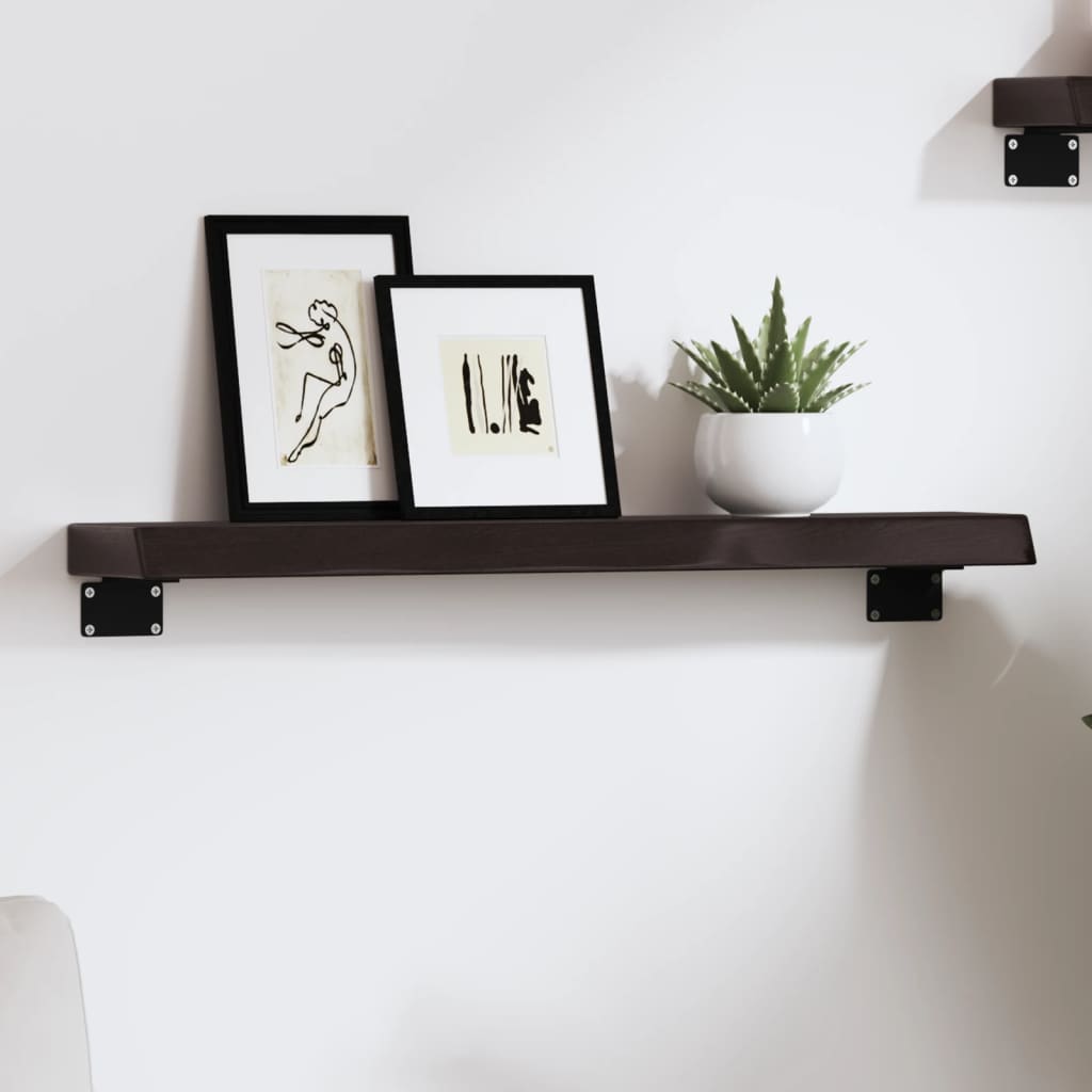Dunkelbraunes Wandregal Eiche Massivholz 60cm