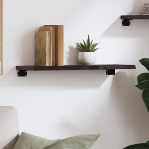 Dunkelbraunes Wandregal 60x20 cm Eiche Massivholz