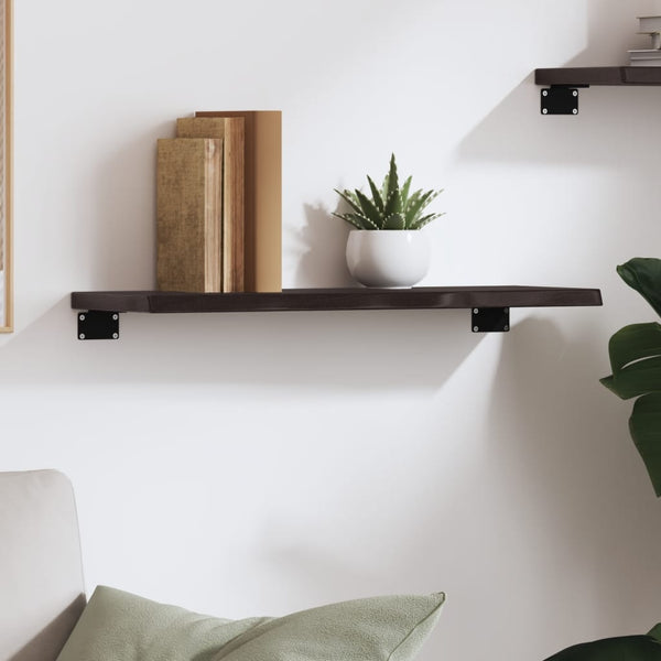 Dunkelbraunes Wandregal 60x20 cm Eiche Massivholz