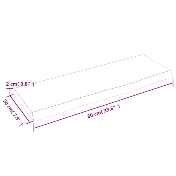 Dunkelbraunes Wandregal 60x20 cm Eiche Massivholz