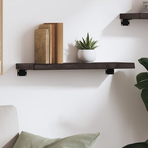 Dunkelbraunes Wandregal 60x20 cm Eiche Massivholz