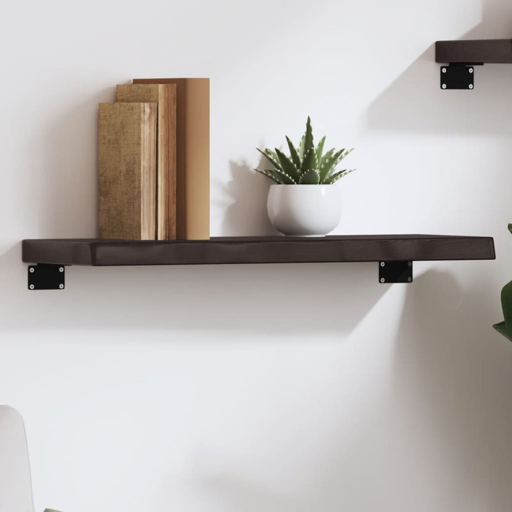 Dunkelbraunes Wandregal 60x20 cm Eiche Massivholz