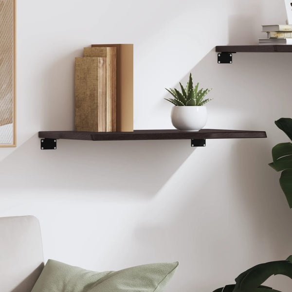 Wandregal Dunkelbraun 60cm Eiche Massivholz