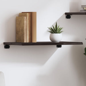 Wandregal Dunkelbraun 60cm Eiche Massivholz