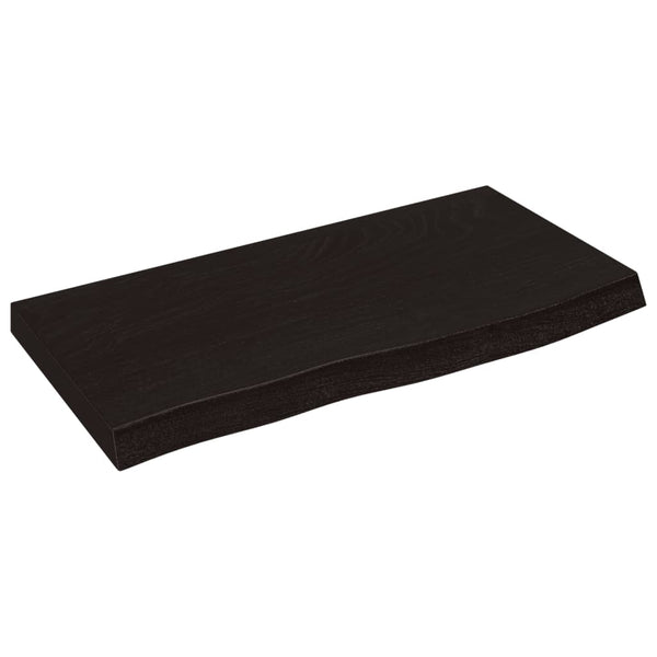 Dunkelbraunes Wandregal 60 cm Eiche Massivholz