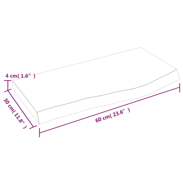 Dunkelbraunes Wandregal 60 cm Eiche Massivholz