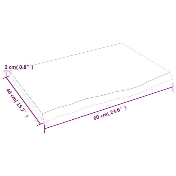 Wandregal Dunkelbraun 60x40 cm Eiche Massivholz
