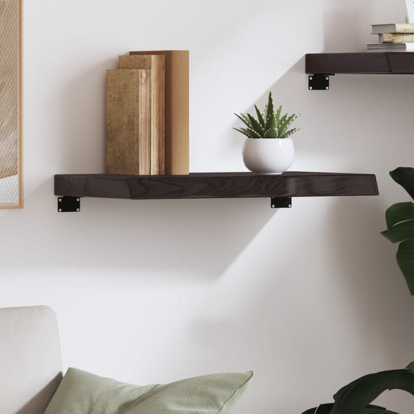 Wandregal Dunkelbraun 60x40 cm Eiche Massivholz