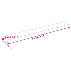 Wandregal Dunkelbraun 80 cm Eiche Massivholz
