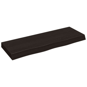 Dunkelbraunes Wandregal 80 cm Eiche Massivholz