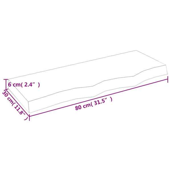 Dunkelbraunes Wandregal 80 cm Eiche Massivholz